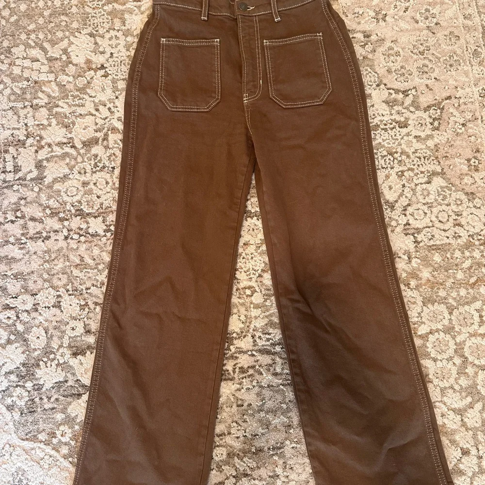 Reformation Chocolate Brown Jeans with Contrast Stitching - Picture 3 of 7